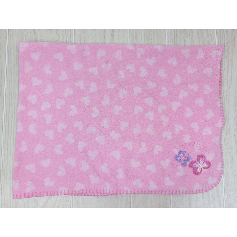 Circo Target Baby Blanket Pink Hearts Butterfly Fleece Baby Girl FLAW READ